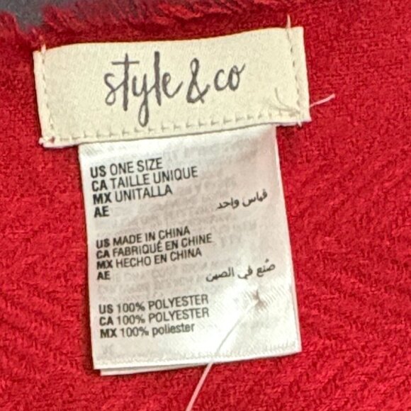 Style & Co. Red Textured Winter Scarf with Fringe Trim - NWT - Picture 7 of 10